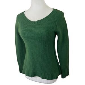 Jigsaw Lambswool Cashmere Sweater | Women’s Small | Green - Cable Knit on SIdes